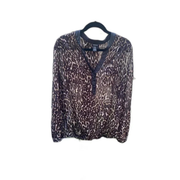 Torrid Leopard Print Long Sleeve Sheer Work Career Blouse 2X - Picture 1 of 6